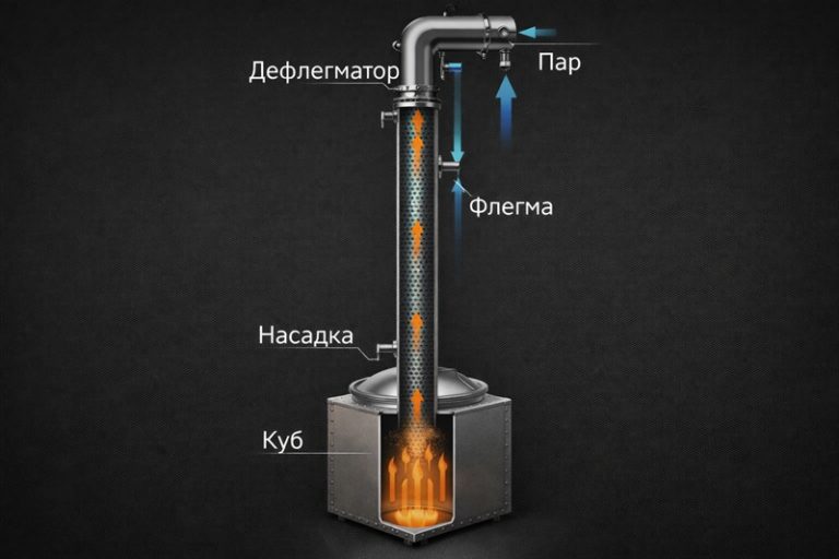 ректификационная колонна в разрезе Тепломассообмен в колонне — как работает и что влияет на разделениедвижение пара и флегмы